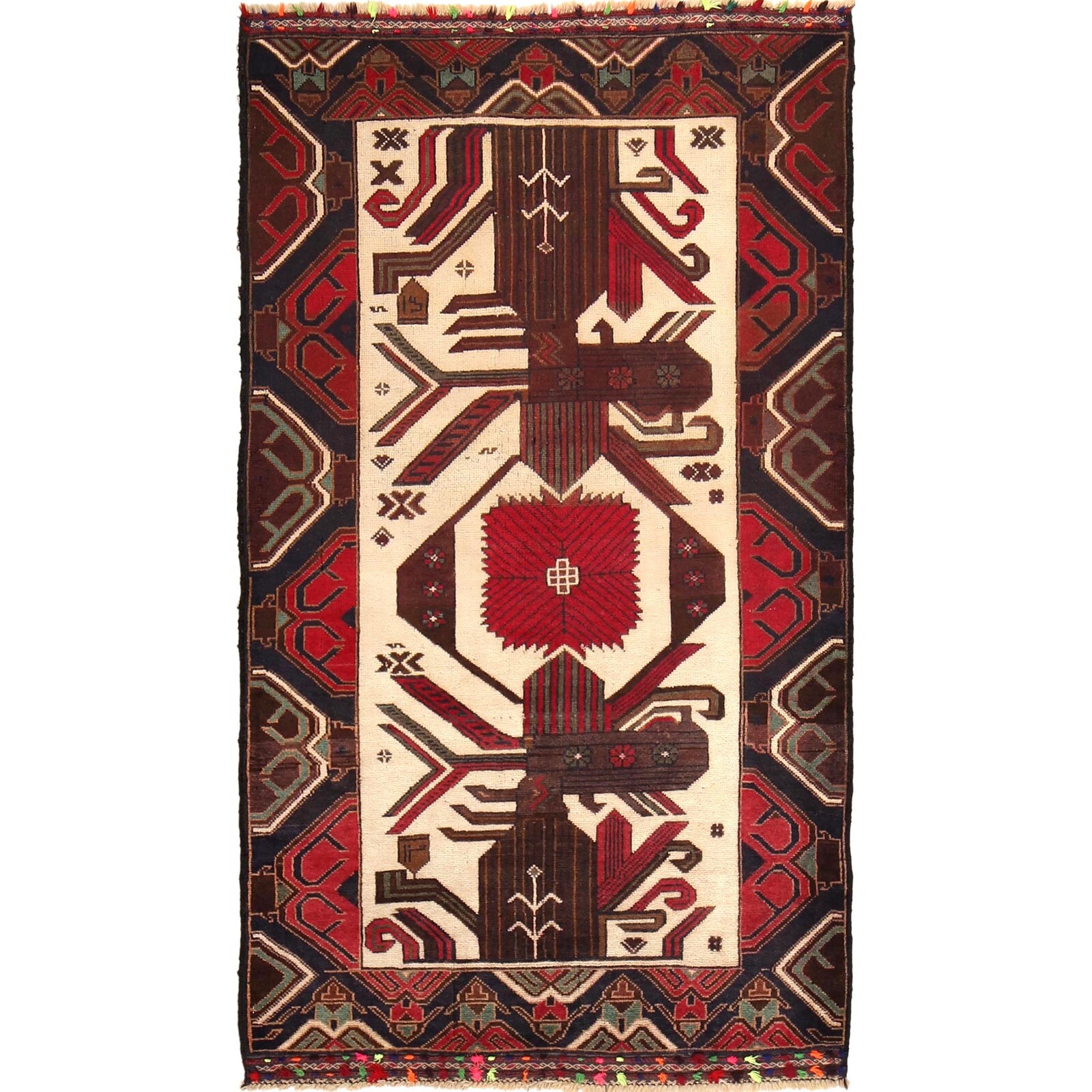 Attractive Tribal Handmade Rug 2’11×5’0 Oriental Wool Area Decorative Rug W15148