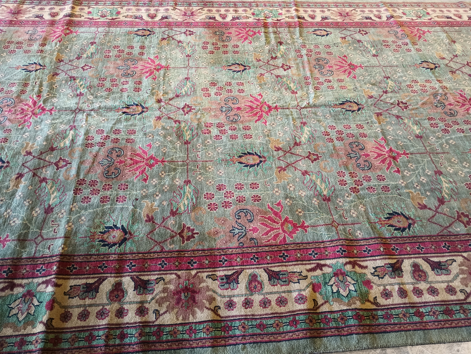 10′ x 19′ NEW Hand-knotted Mahaal Rug GREEN #F-5947