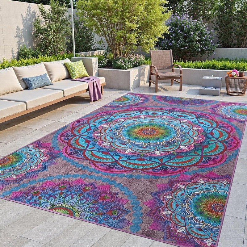 Lotus Rug Outdoor Meditation Soft Comfortable Versatile Easy Clean Yoga Decor US