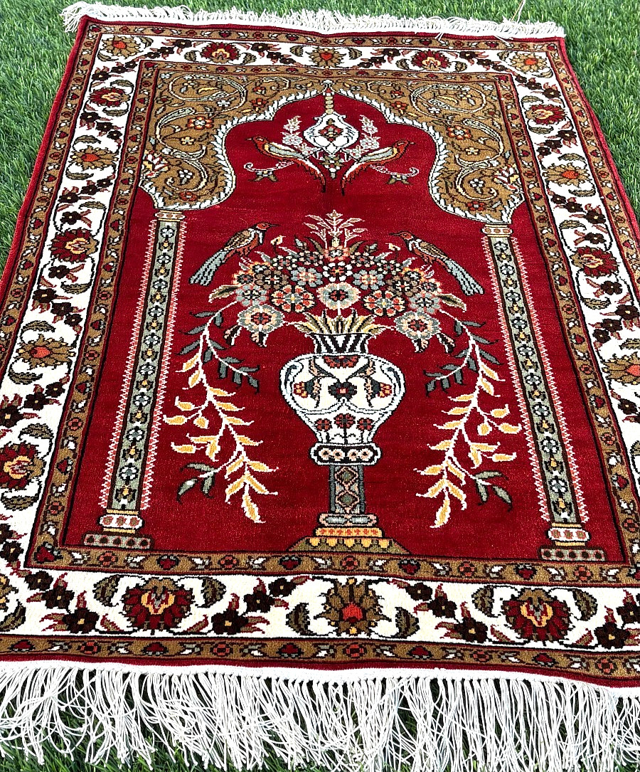 Handmade Silk on Silk Carpet 3 Million Knots Fine Hand 81×54 cm