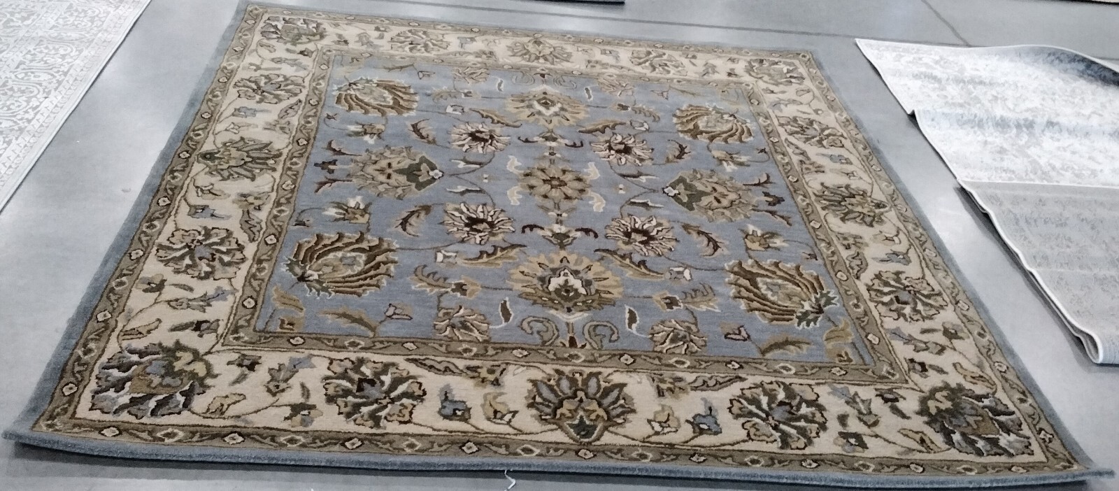 BLUE / BEIGE 7′ X 7′ Square Hole in Rug, Reduced Price 1172748988 ROY343B-7SQ