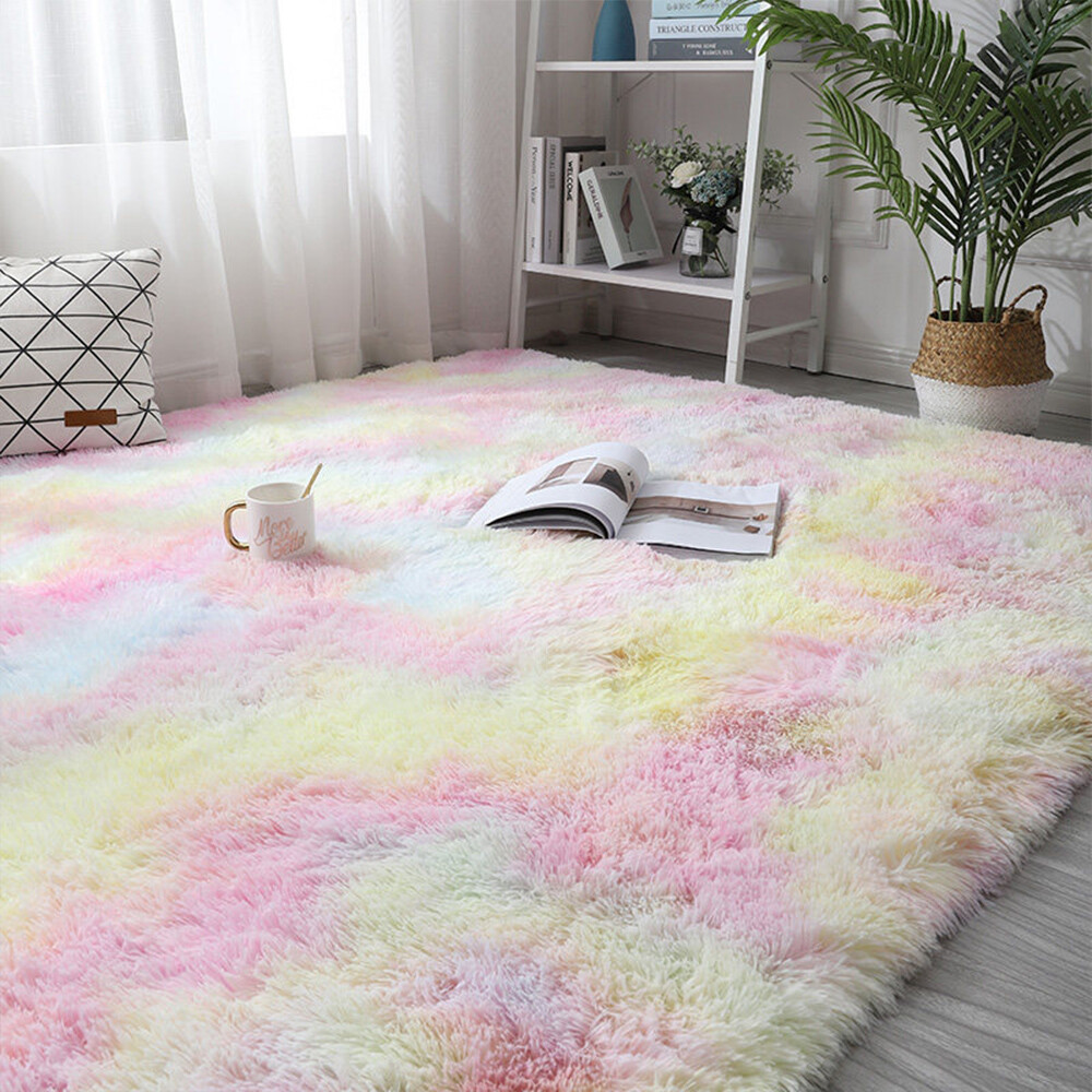 Large Shaggy Area Rugs Fluffy Tie-Dye Soft Floor Carpet Rug Bedroom Living Room