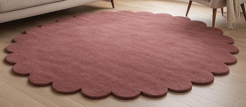 Minimalist Modern Abstract Round Shape solid Deep wine feet Woolen Han