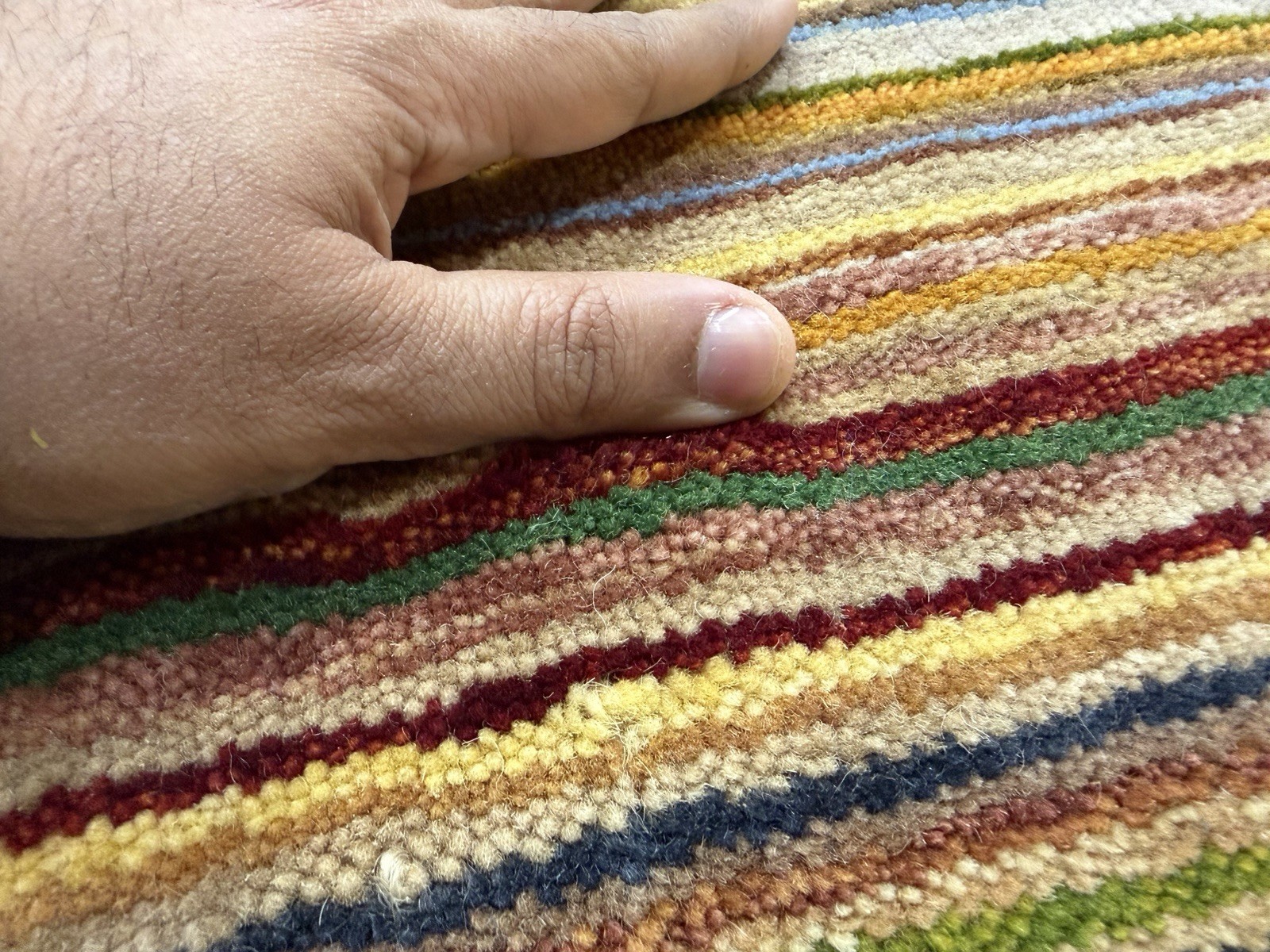 Striped Handmade 100% Wool Rug 6×8 ft Multicolored Loom Knotted
