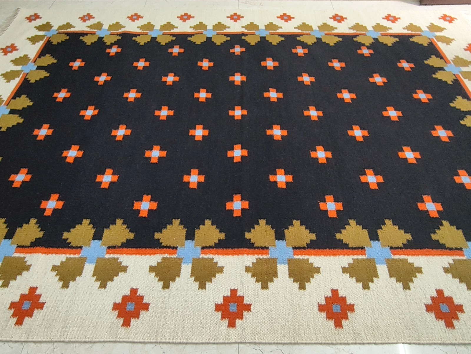 Flatweave Floral Kilim Wool Area Rug Geometric Modern Living Room Rugs Runner