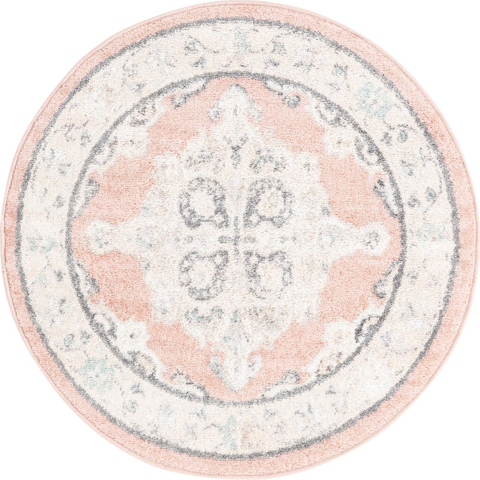 Unique Loom Parker Collection Area Rug – 3 3 Round Rose/ Gray 3158895