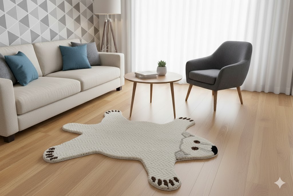 Hand Tufted Bunny Shaped Kids Rug – Soft Plush Animal Nursery & Bedroom Carpet