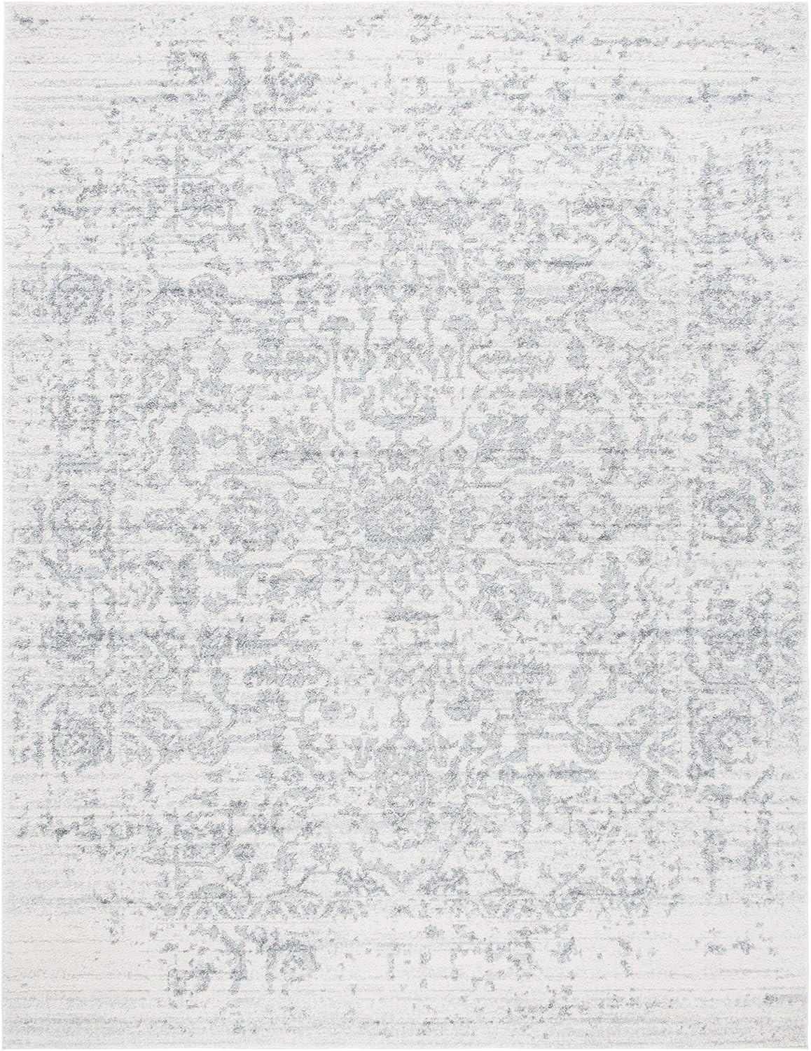Madison Collection Area Rug – 6’7″ X 9’2″, Silver & Ivory, Snowflake Medallion D