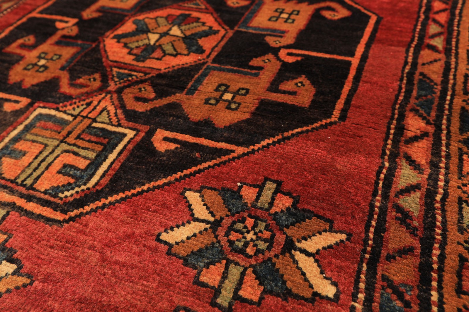 Vintage 3’9″x11’6″ Runner Hand Knotted Wool Kurdishh Hamadaan Vegetable Dye Rug