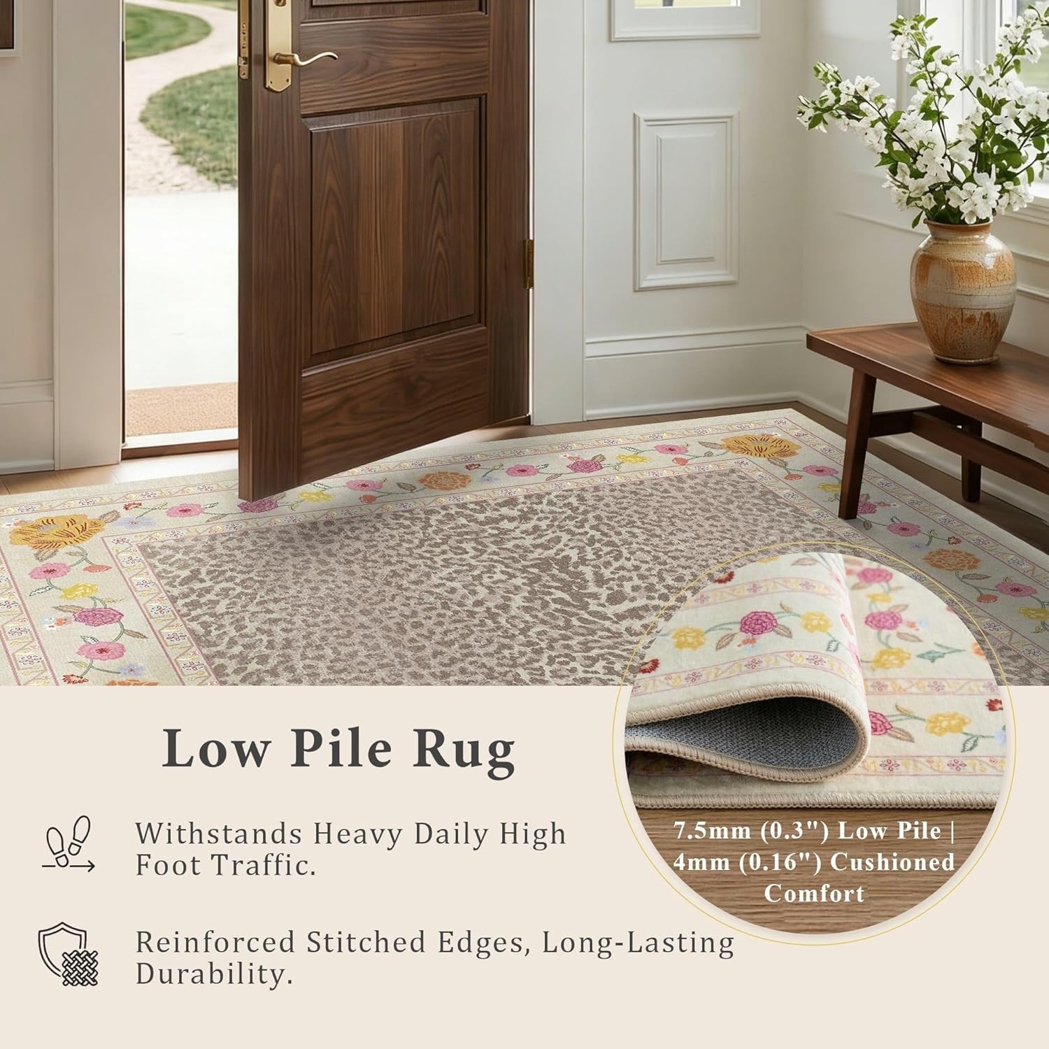 4×6 Leopard Print Rug for Living Room, Machine Washable Area Rug for Bedroom,…