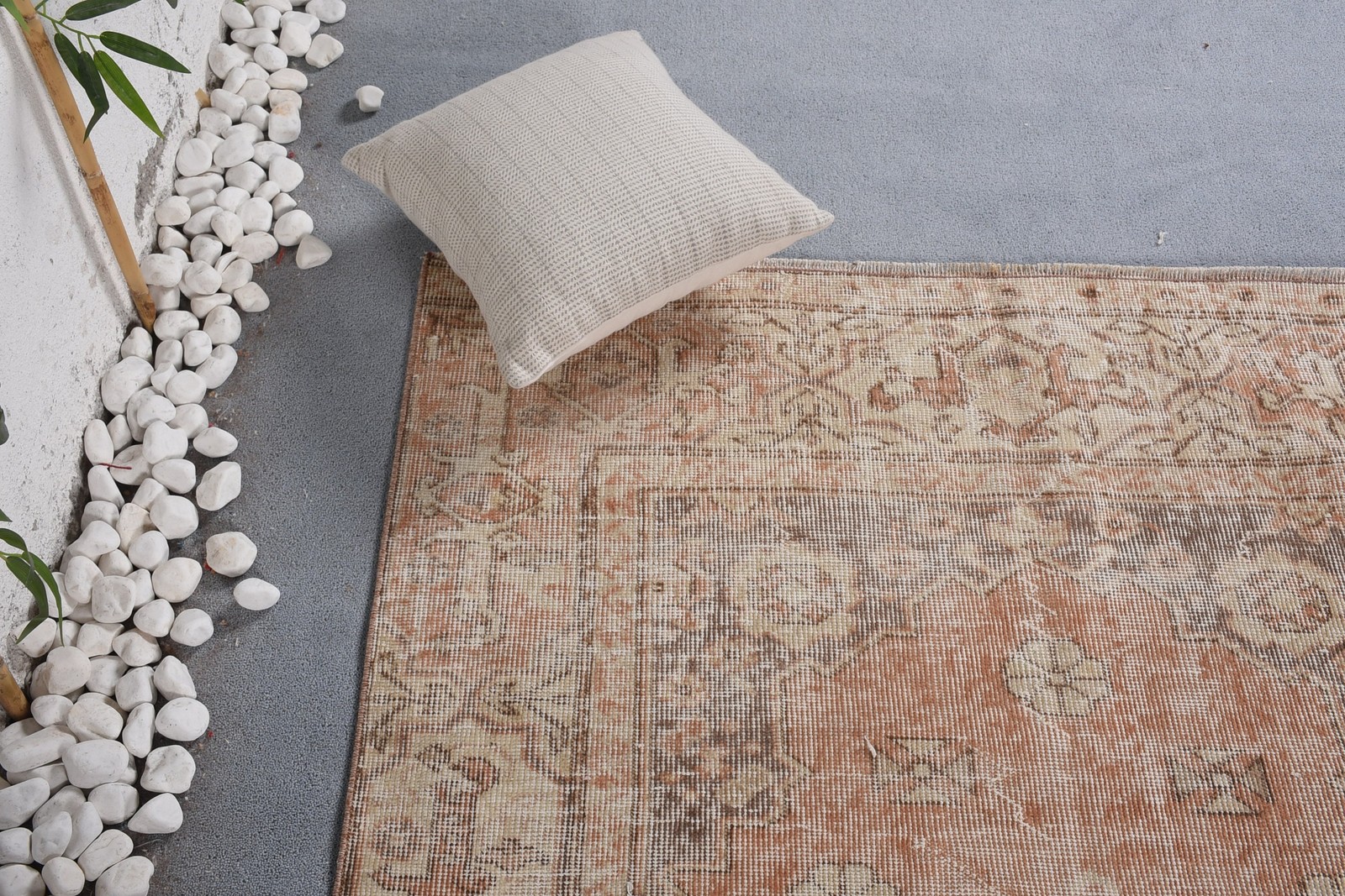 4,4×8,3 ft Vintage Turkish Rug, Area Rug, Beige Wool Rug