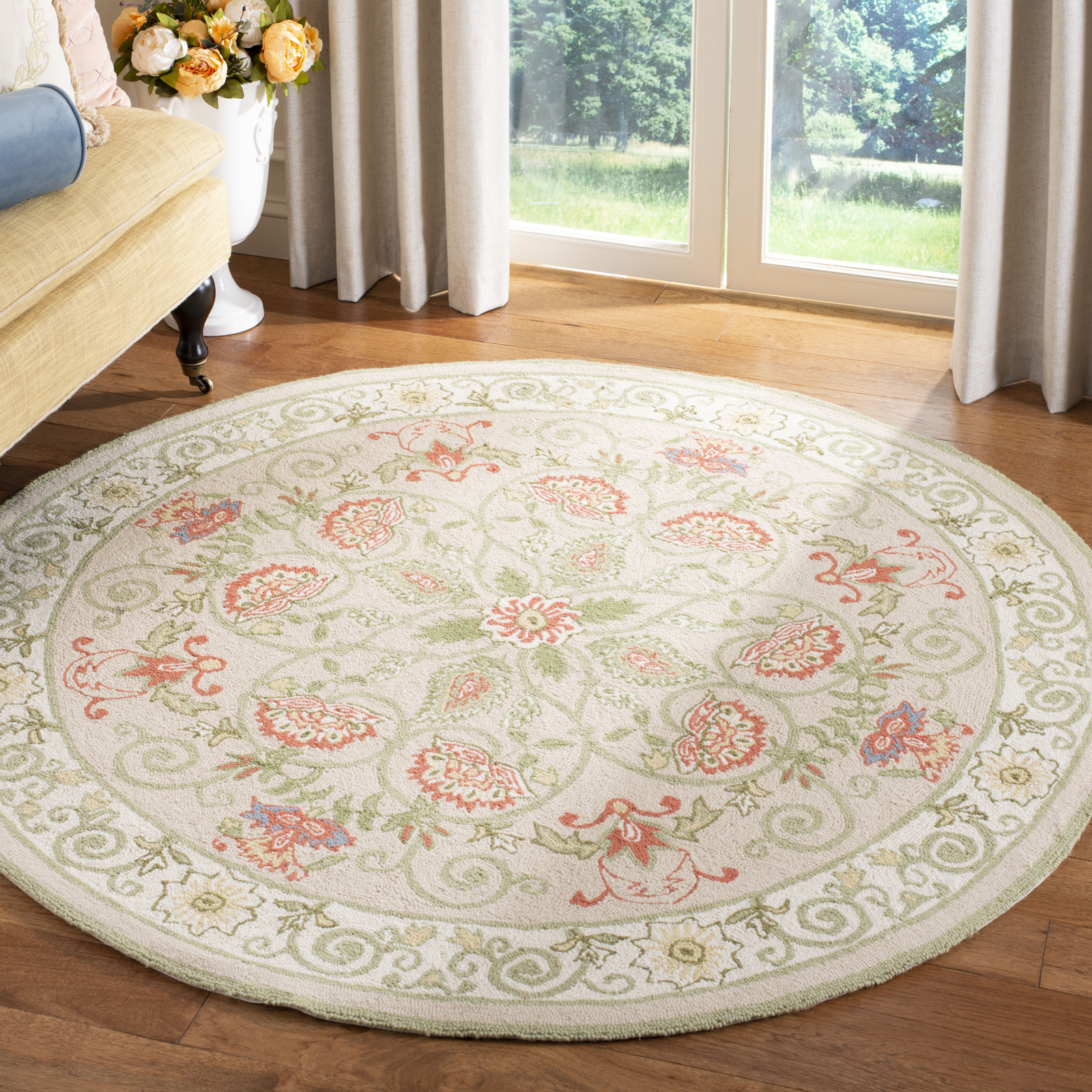 Safavieh Chelsea BEIGE / GREEN 4′ X 4′ Round Area Rug – HK330A-4R