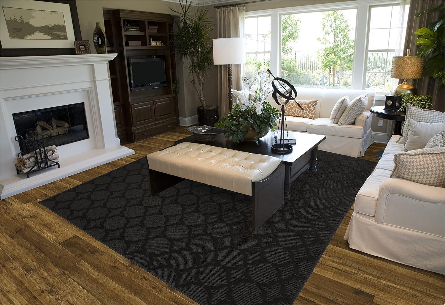Sparta 6×9 Non-Slip Black Area Rug – Stylish & Durable for High-Traffic Areas