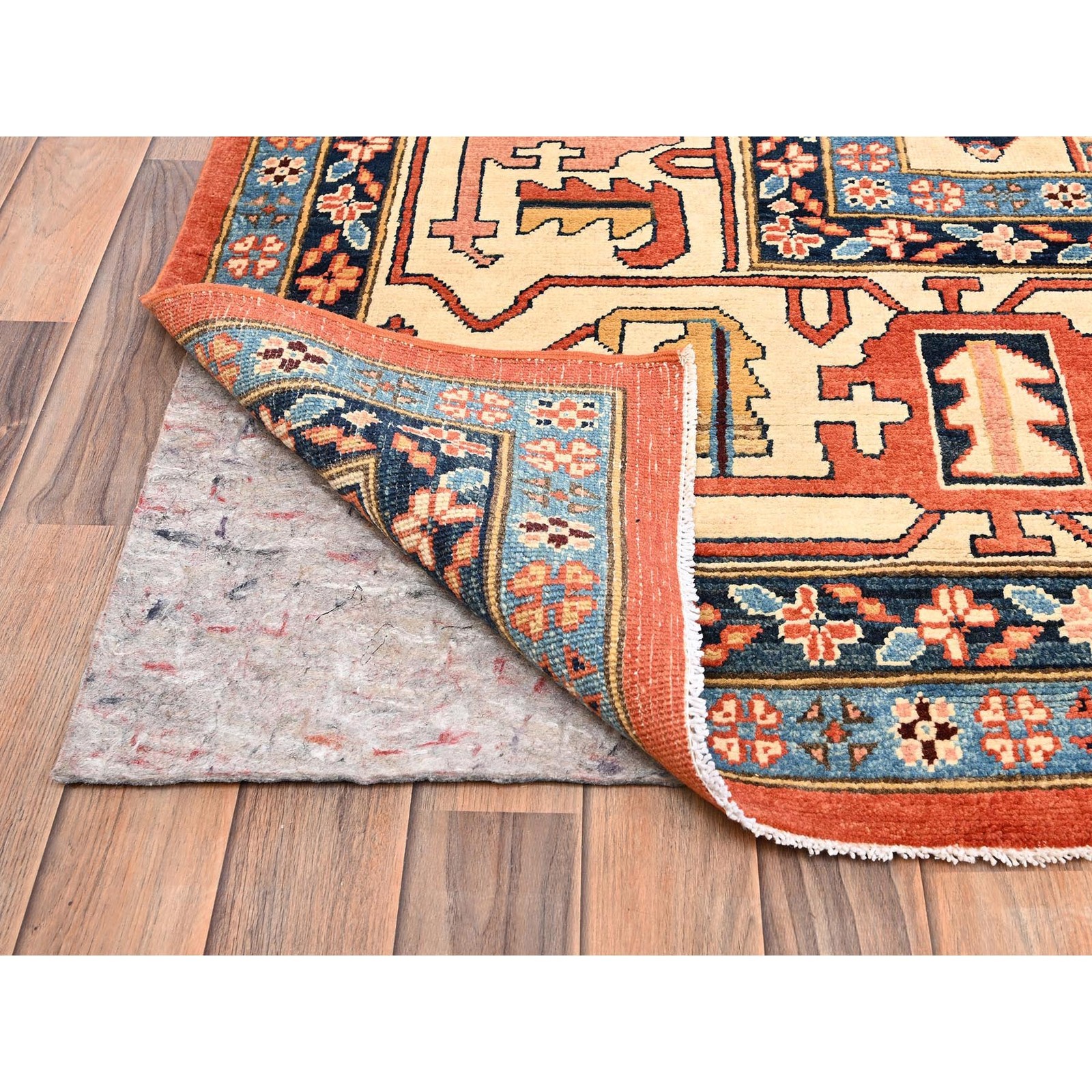 12’x15’9″ Coral Peshawar Heris All Over Design Hand Knotted Wool XL Rug 1967