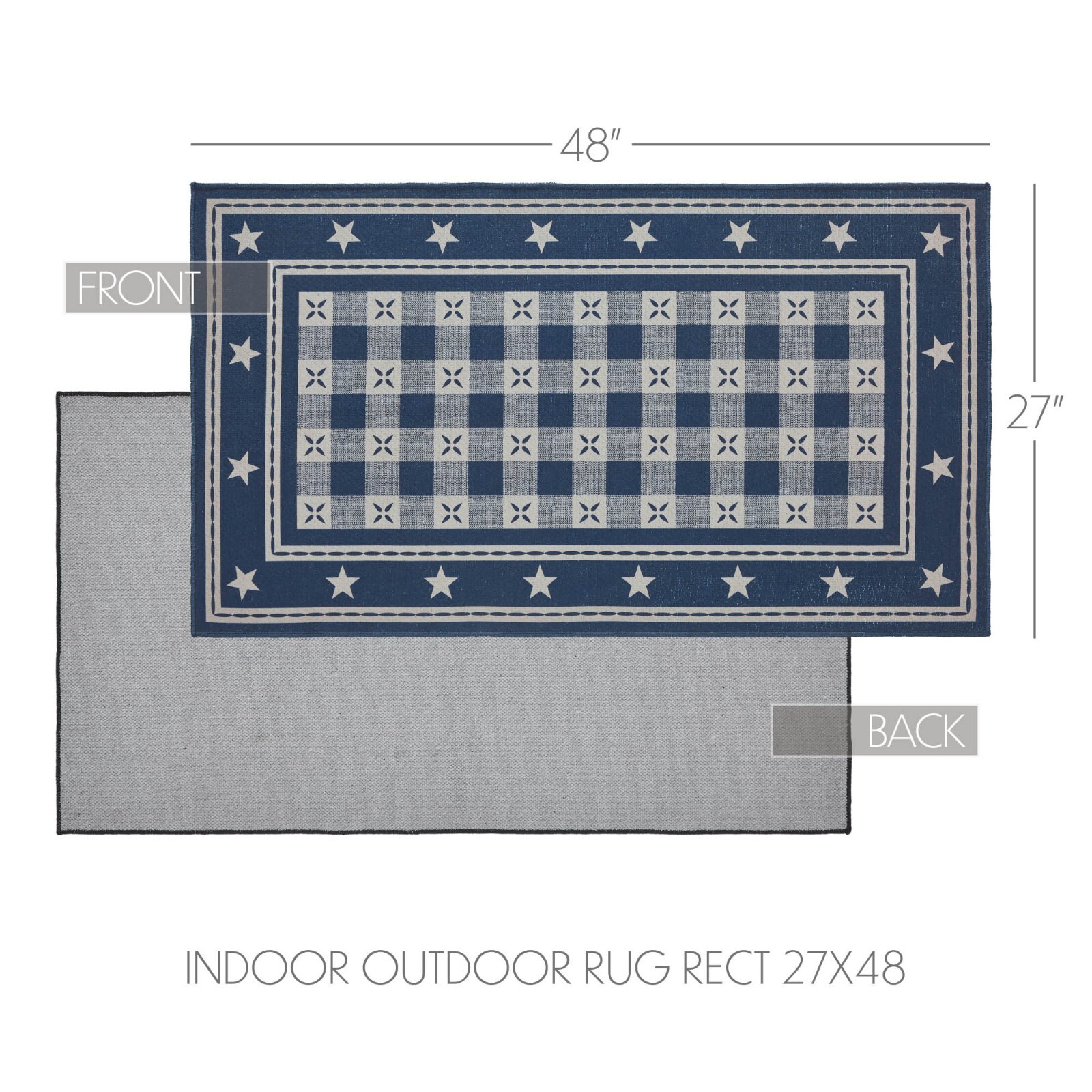 New Indoor Outdoor Primitive Americana NAVY STAR RUG Area Mat 27″ x 48″