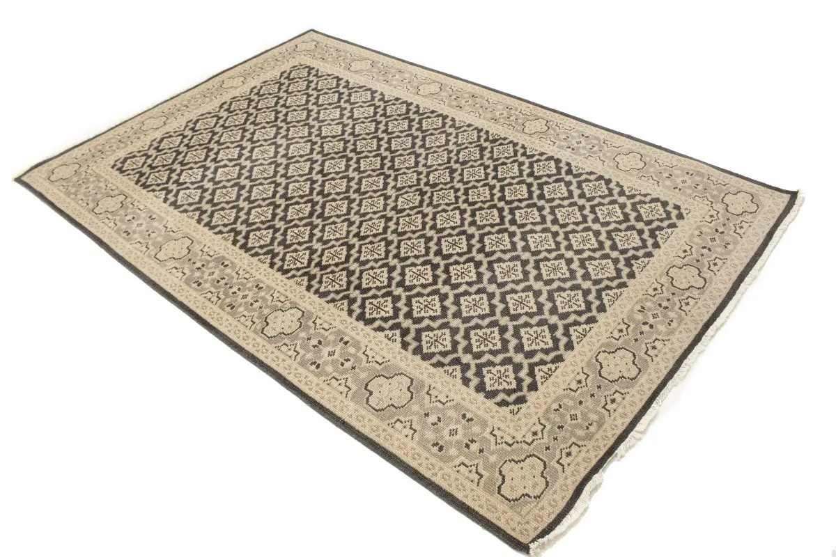 5’7X8’4 ft Handmade Transitional Oriental Rug Charcoal Gray Muted Modern Carpet