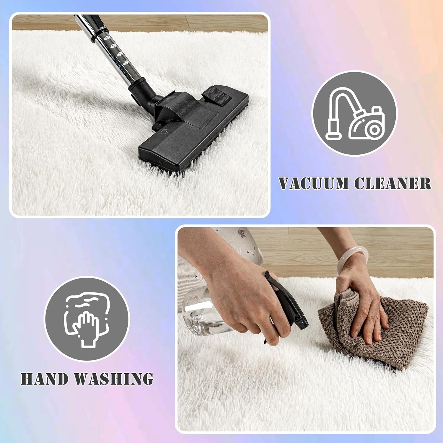 Fluffy Area Rug 8×10 Large Ultra Soft Plush Shag White Mat for Living Room Floor