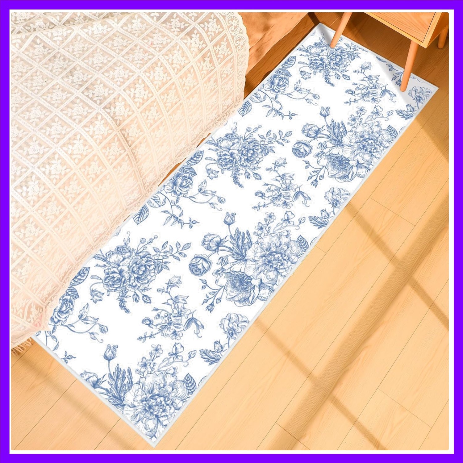 Blur Floral Runner Rug 2 x 6 ft Large Something Blue Before I Do Soft Washabl…