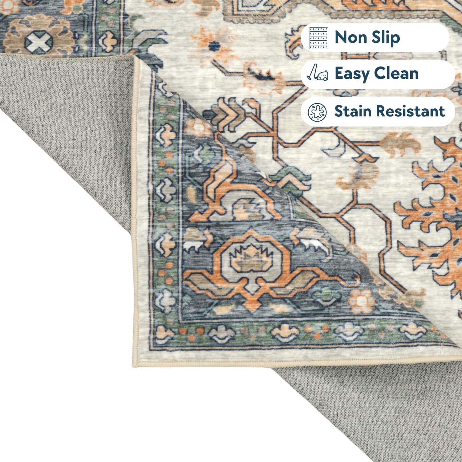 Kaspene Home Soft Non-Slip Rug, Machine Washable, 5×8, Pet Friendly