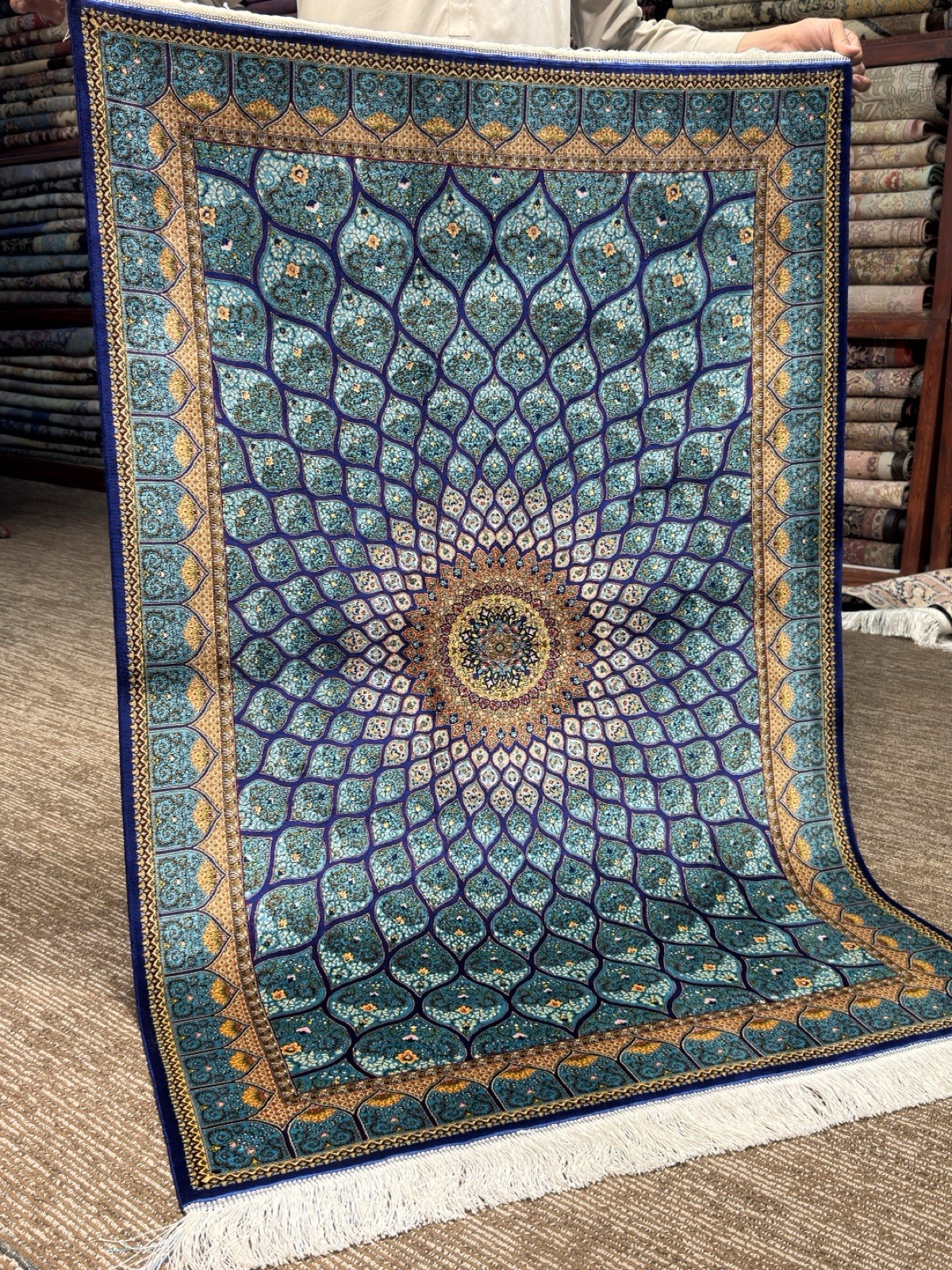 Fine Silk Area Rug 100% Silk Celestial Dome Medallion Pers,ian Carpet 3 X 5 Ft