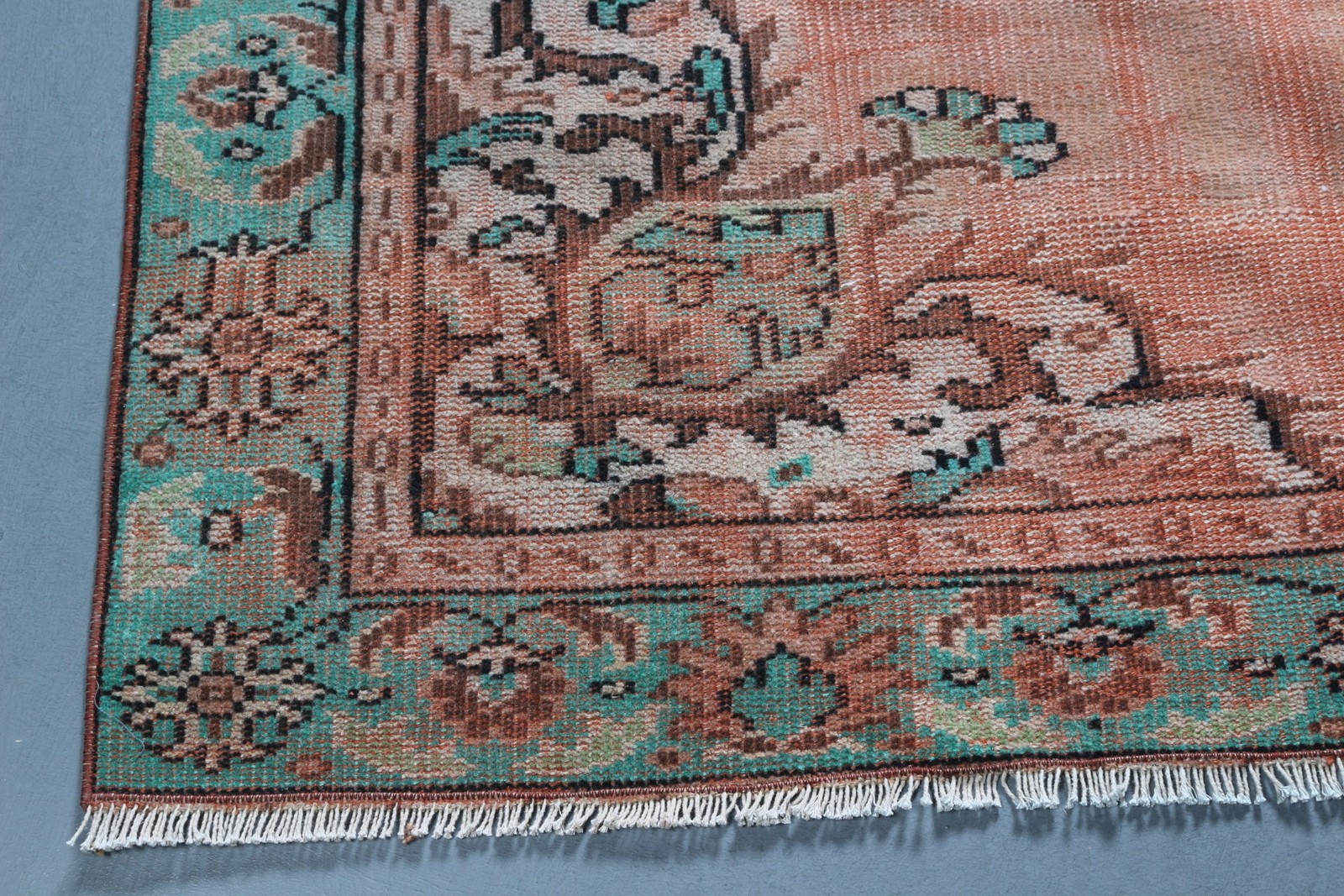 5,3×8,4 ft Large Vintage Rug, Orange Oriental Turkish Rug