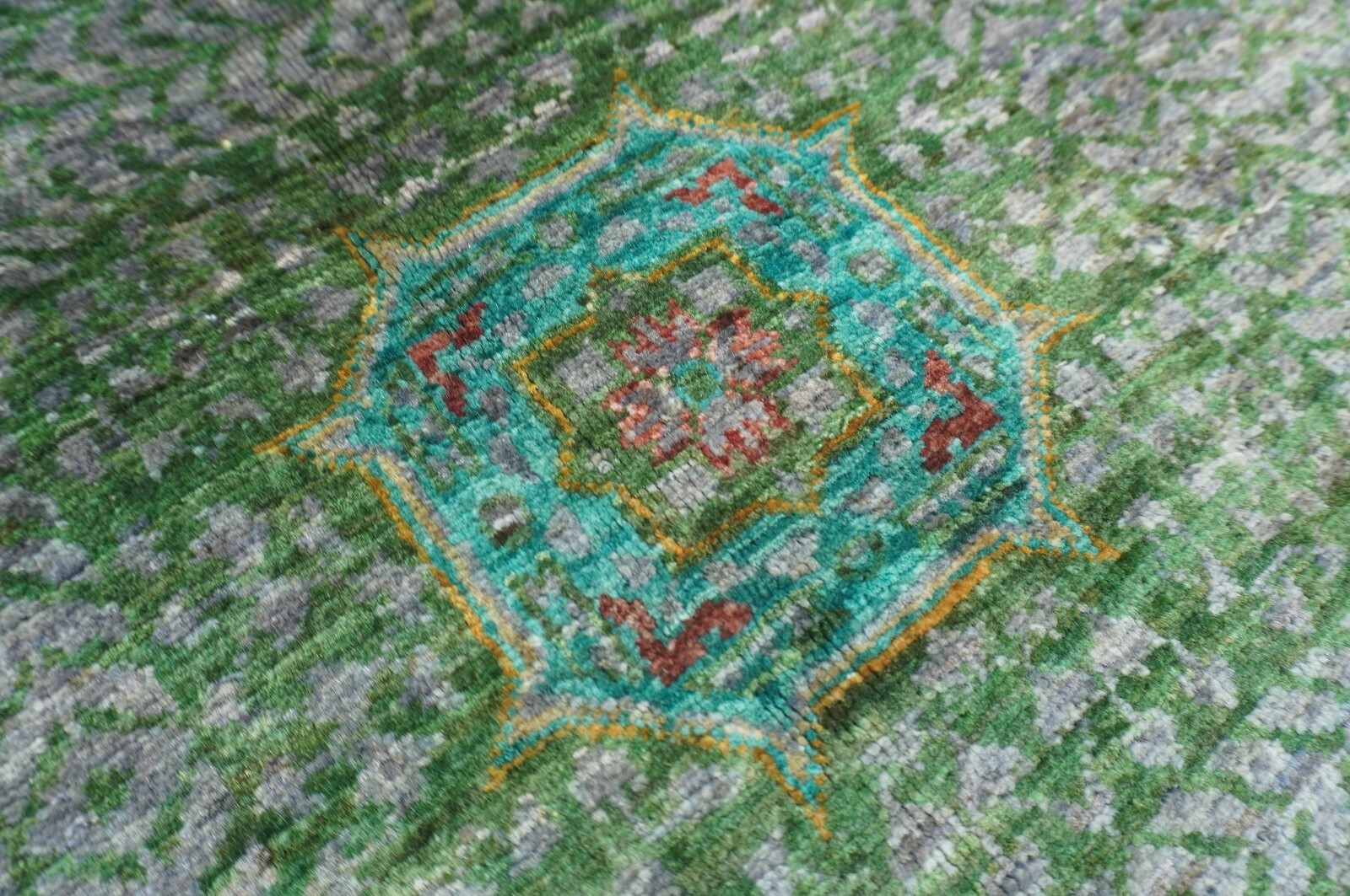 6 x 9 Ft Blueish Gray Mamluk Afghan Hand Knotted Veg dyes Wool Medallion 6×9 Rug