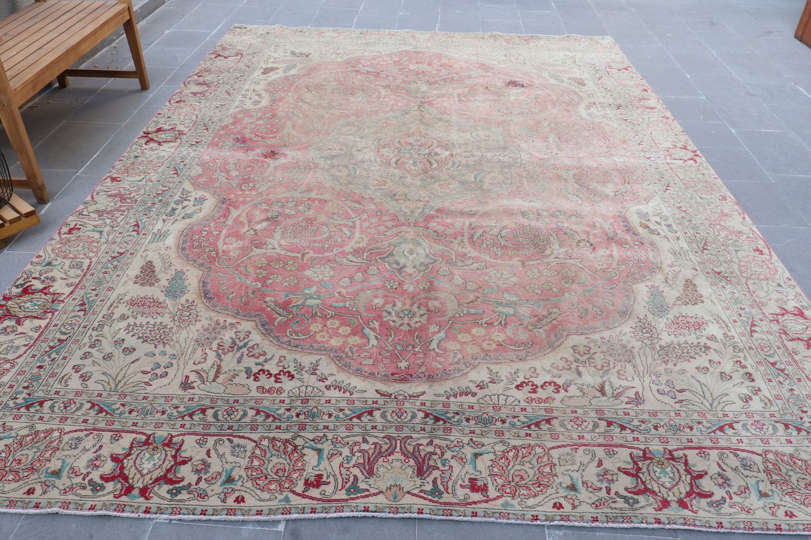 8,7×12,2 ft Turkish Vintage Rug, Oversize Rug, Red Blue Southwestern Wool Rug