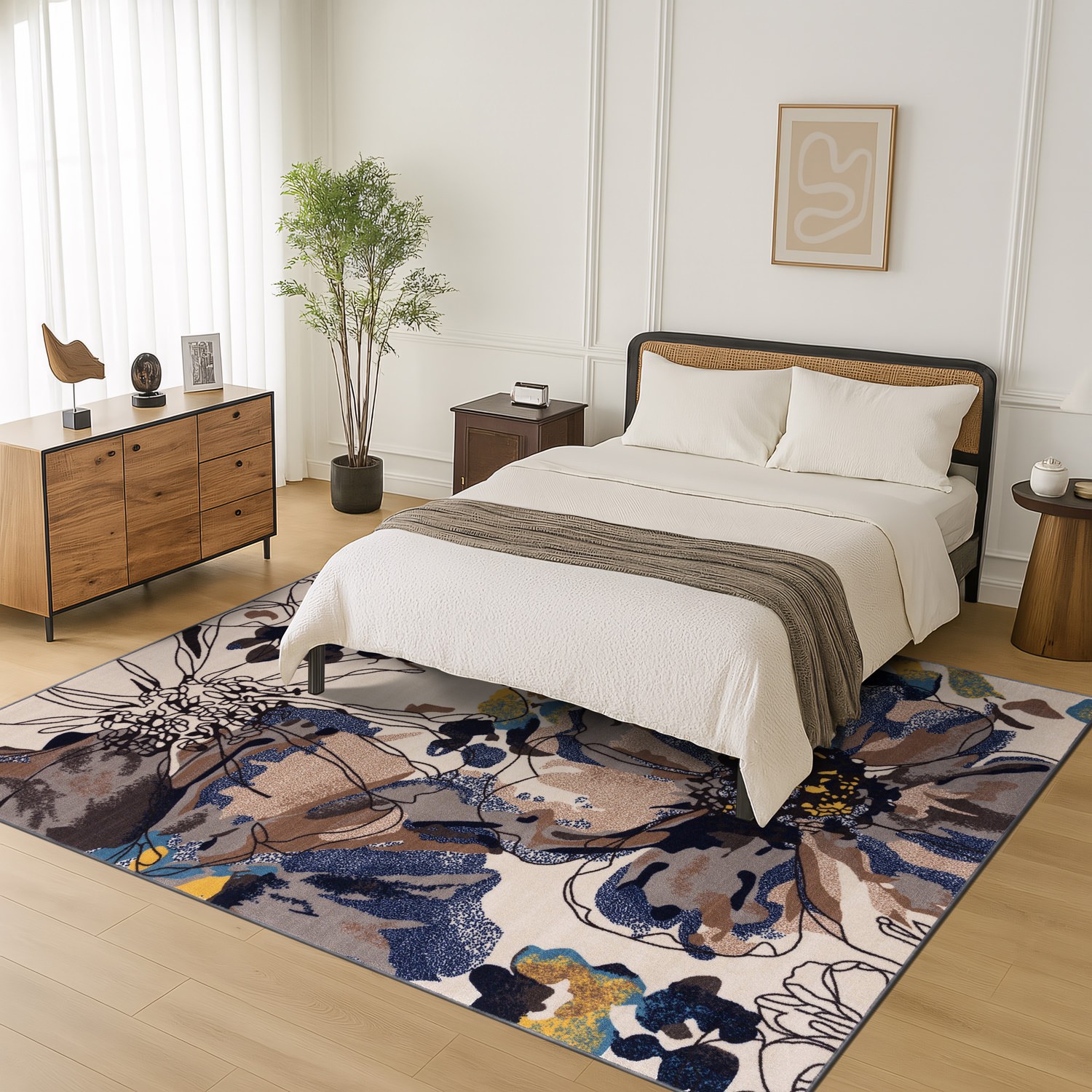 Rugshop Area Rug Modern Bright Flowers Non-Slip Carpet for Living Room 6×9 Rugs