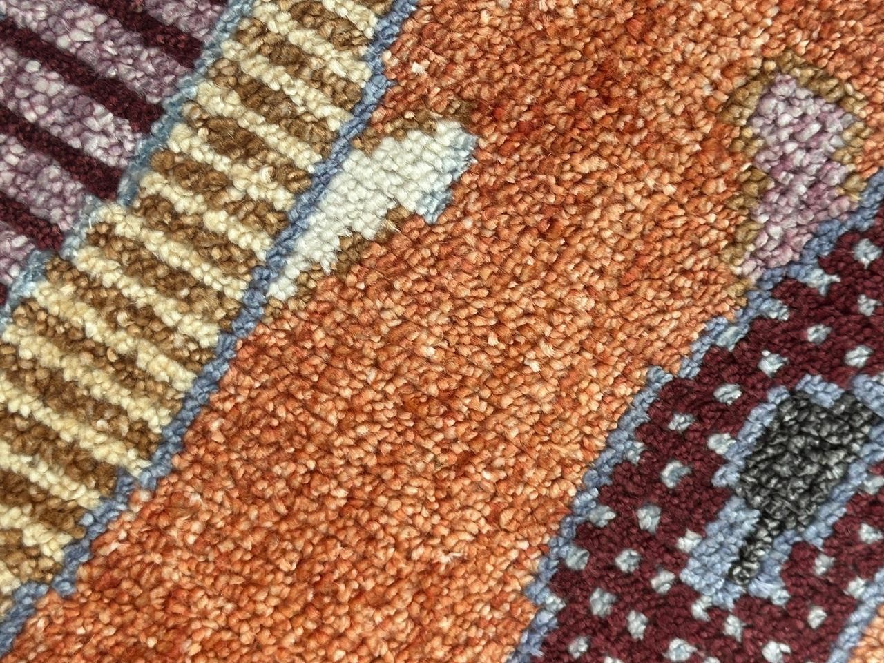 Boho Fish Runner Rug, Coastal Folk Art Carpet, Terracotta Orange Tribal Design