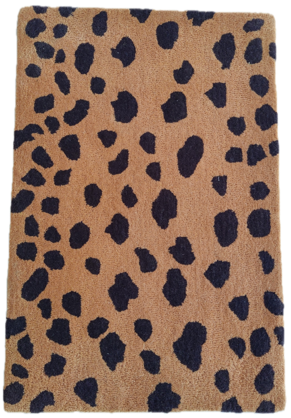 Handmade Tufted Wool Rug for Kids Teens Orange Cheetah Spotted Rug 2 x 3 ft