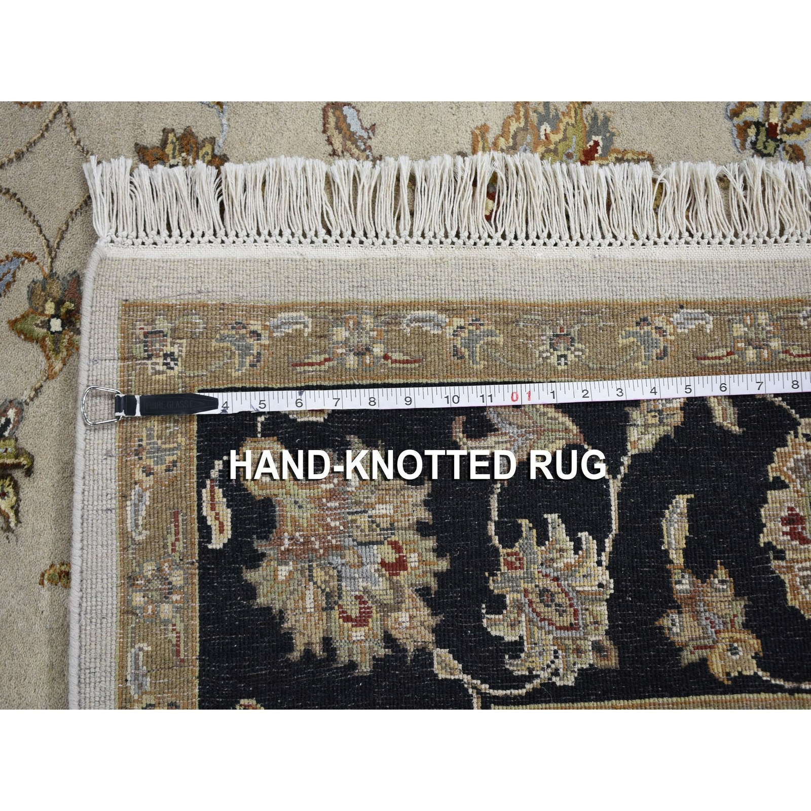 6′ x 9’3″ Round Black Hand Knotted Half Wool & Half Silk Rajasthan Rug R59016
