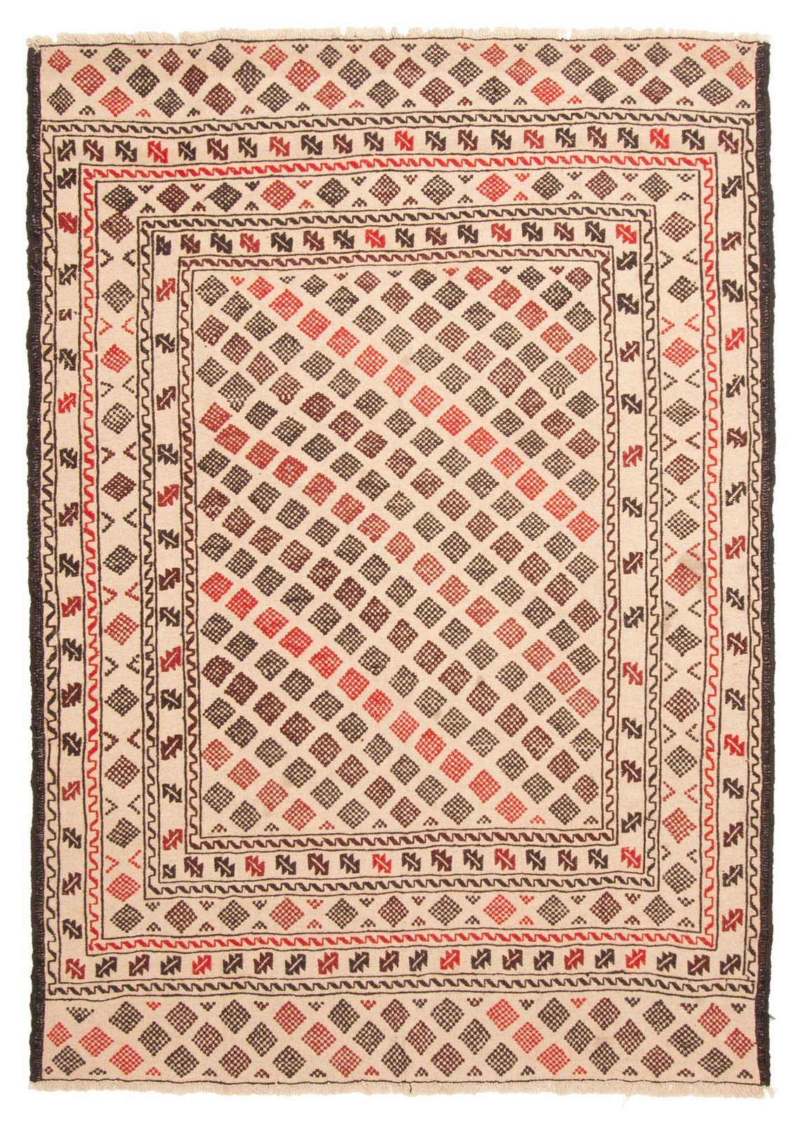 Vintage 4’6″ x 6’3″ Traditional Wool Hand Woven Oriental Area Rug