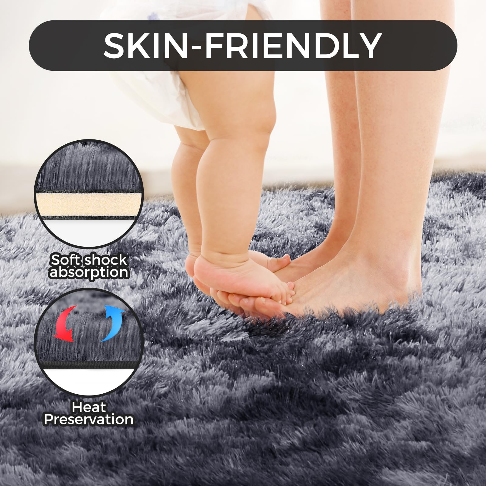 Ultra Soft Rug for Living Room, 8X10 Fluffy Shag Area Rug for Bedroom, Modern…