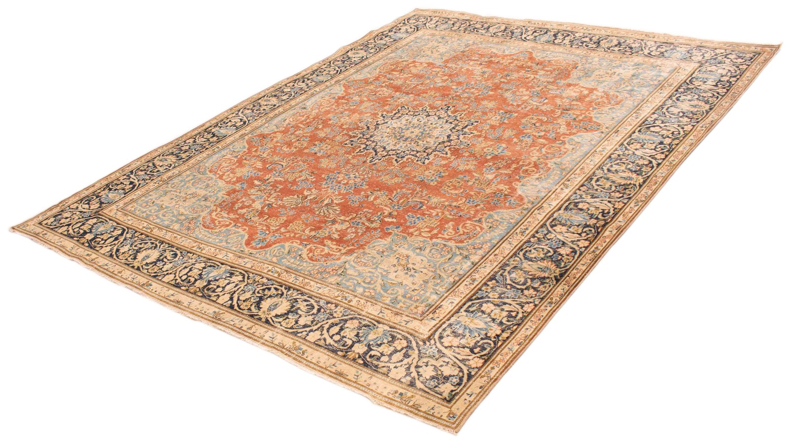 Vintage Hand-Knotted Area Rug 9’11” x 13’4″ Traditional Oriental Wool Carpet