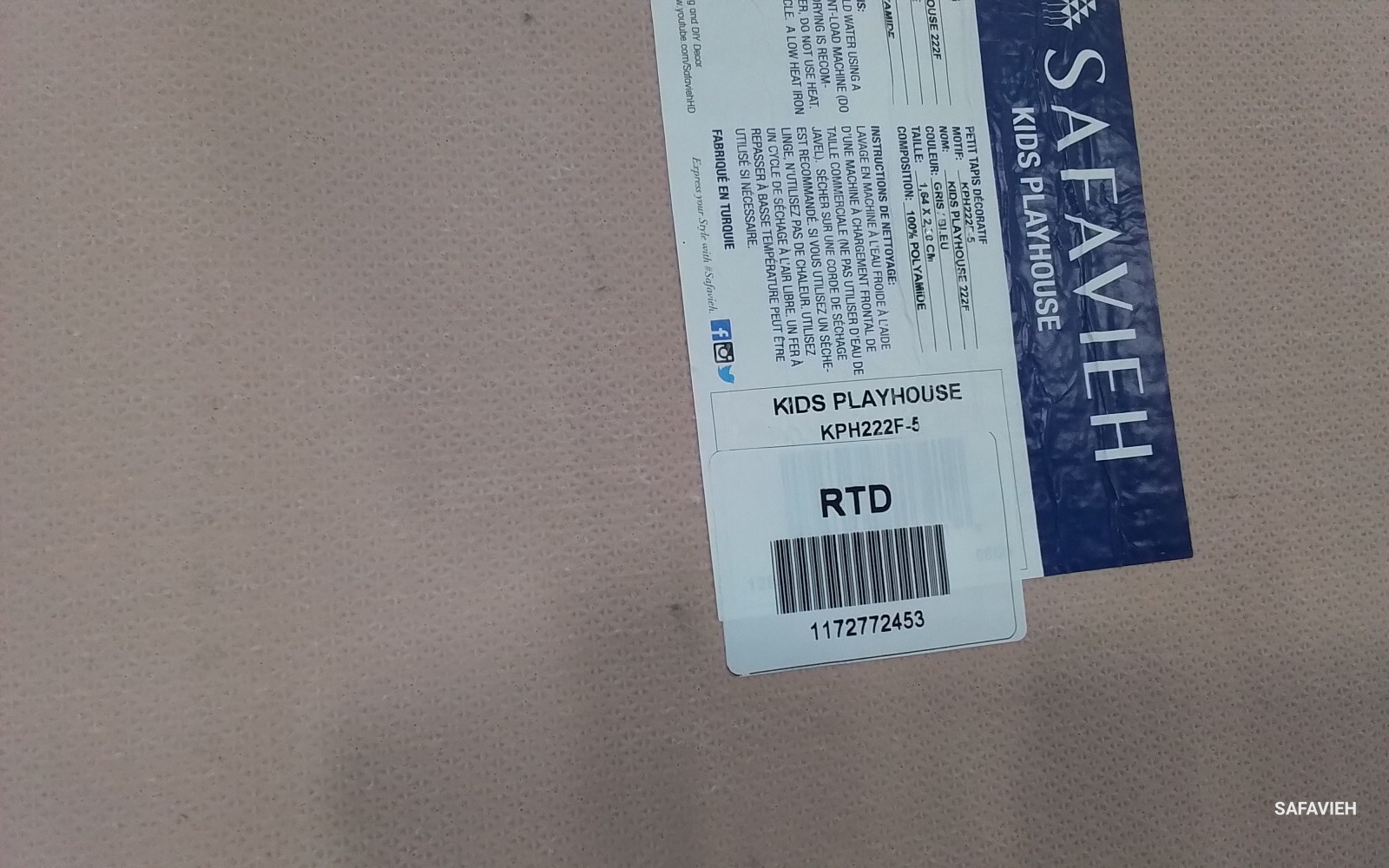 GREY / BLUE 5′-5″ x 7′-7″ Flaw in Rug, Reduced Price 1172772453 KPH222F-5