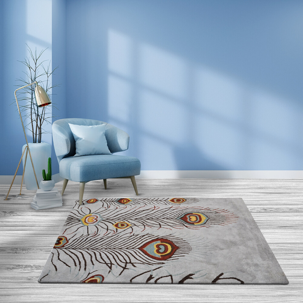 Hand Tufted Wool 6’x6′ Square Area Rug Contemporary Silver BBH Homes BBK09342