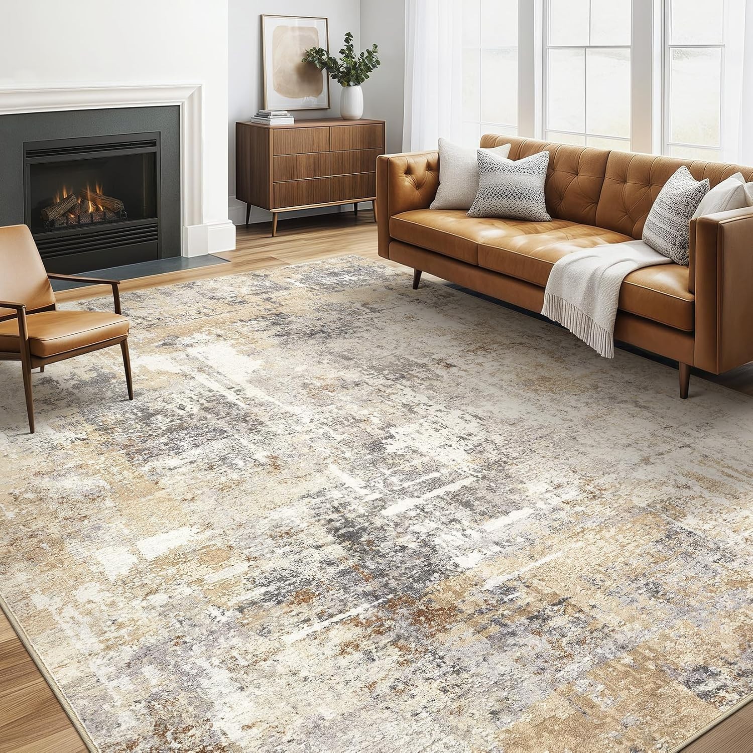 Luxury 5′ x 7′ Machine Washable Abstract Rug – Soft, Durable & Stain Resistant
