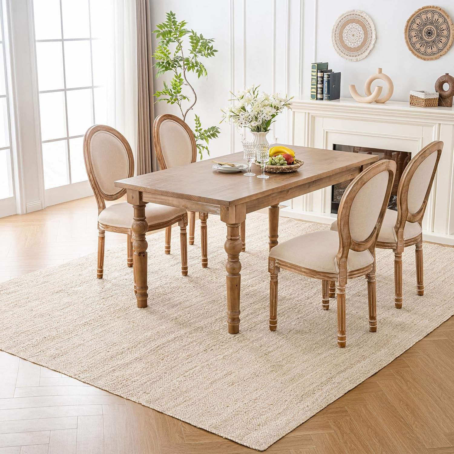 Handmade Off-White Jute Rug 5X8 Ft – Rustic Indoor/Outdoor Carpet