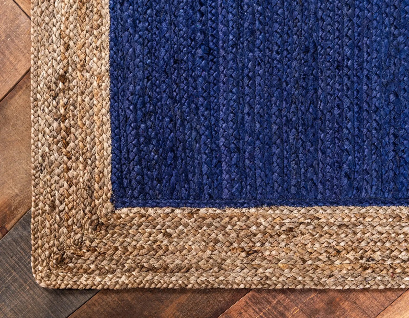 Rug Jute Beige Border Handmade Braided Living Room Kitchen Farmhouse Floor Rug