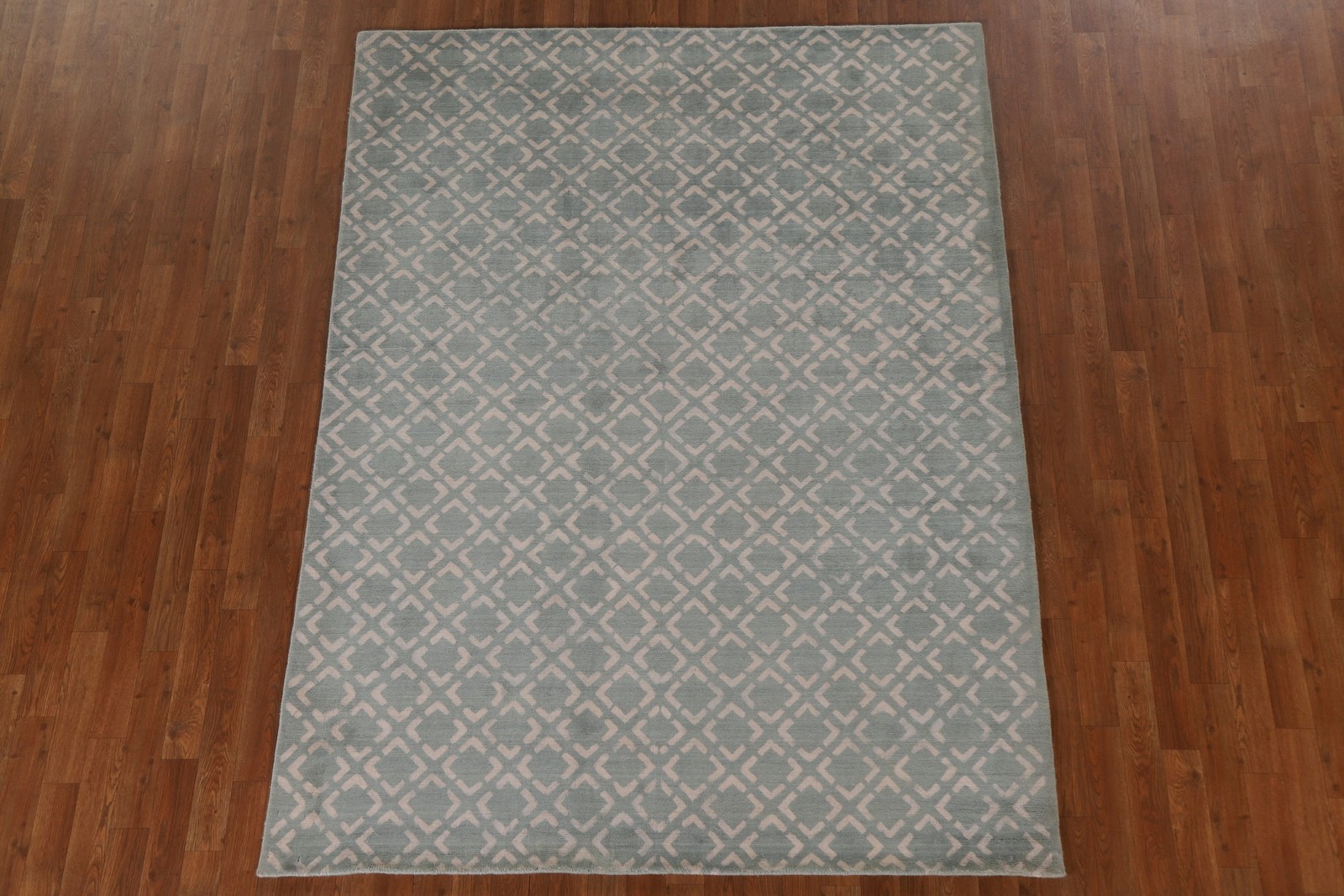 All-Over Geometric Modern Area Rug 6×8 Contemporary Hand-made Wool Green Carpet