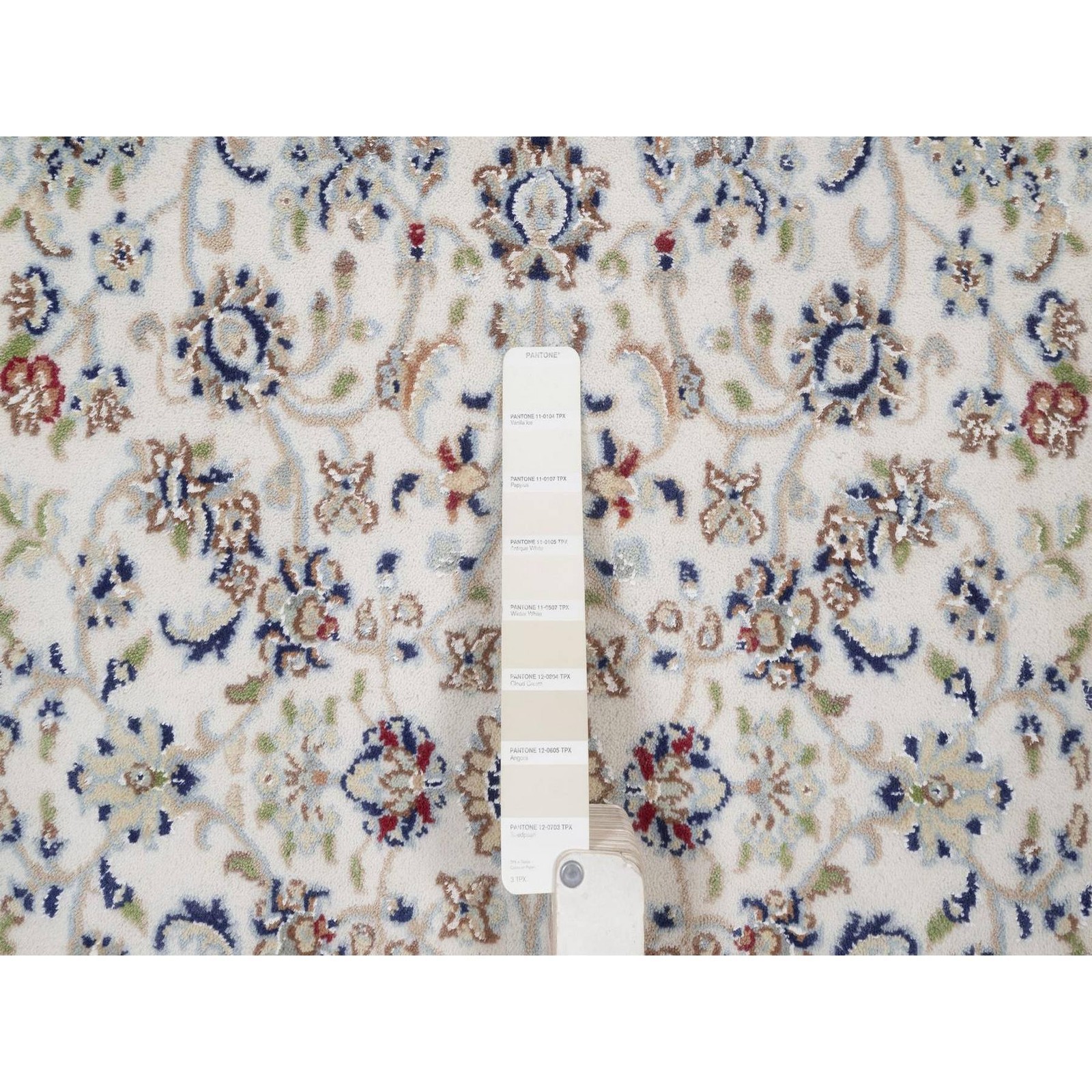 3’1″x5’2″ Ivory Hand Knotted Nain with All Over Design Wool and Silk Rug 92464