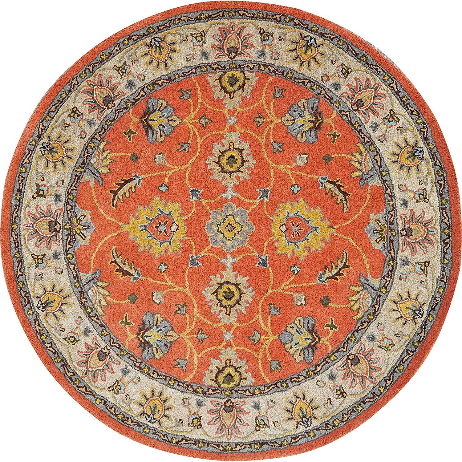 Round Hand-Tufted Carpets Traditional & Classical Wool Area Rug