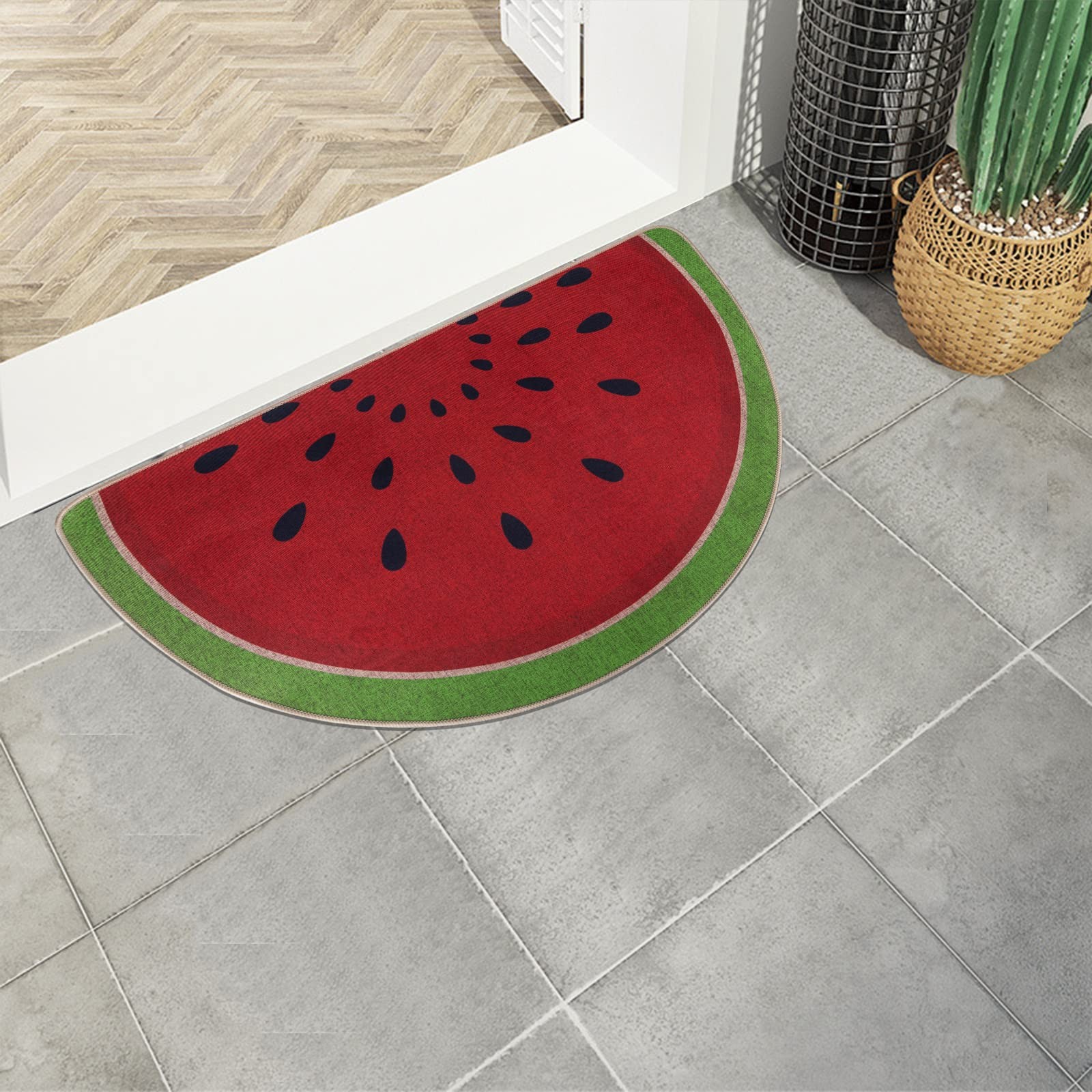 Personalized Watermelon Rug, Watermelon Welcome Summer Doormat, 18″ x 30″ Fru…