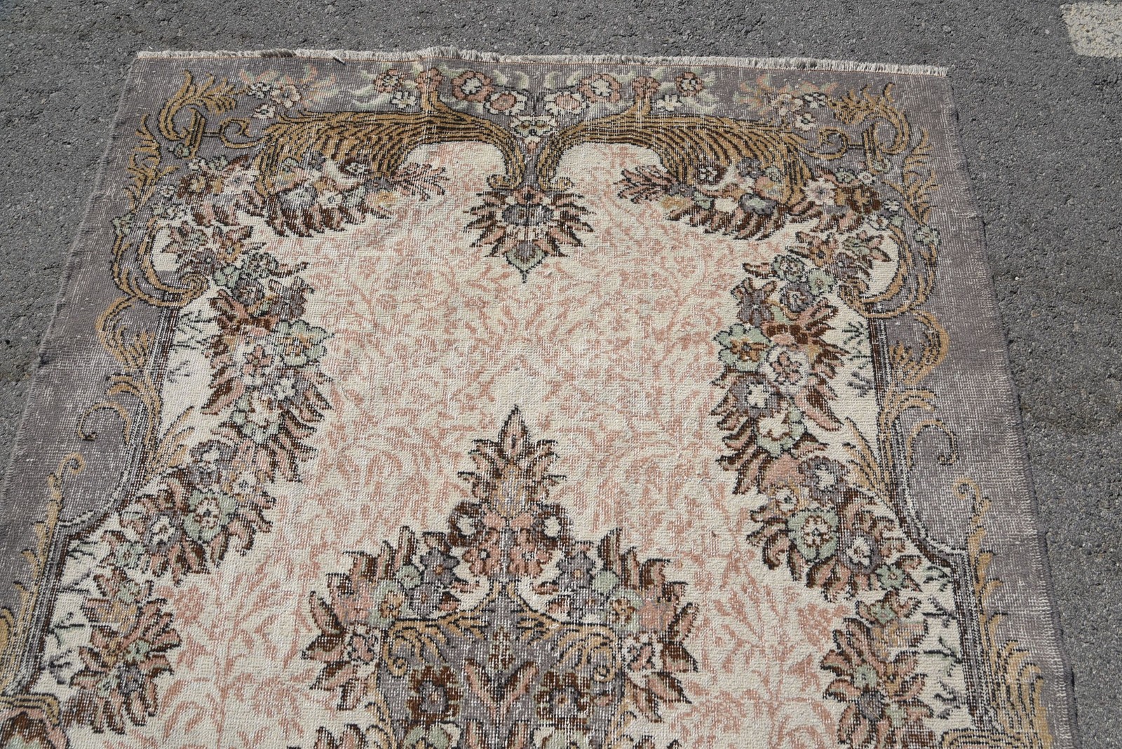 Turkish Large Rug 5,4×9,4 ft, Beige Brown Animal Print Rug Wool