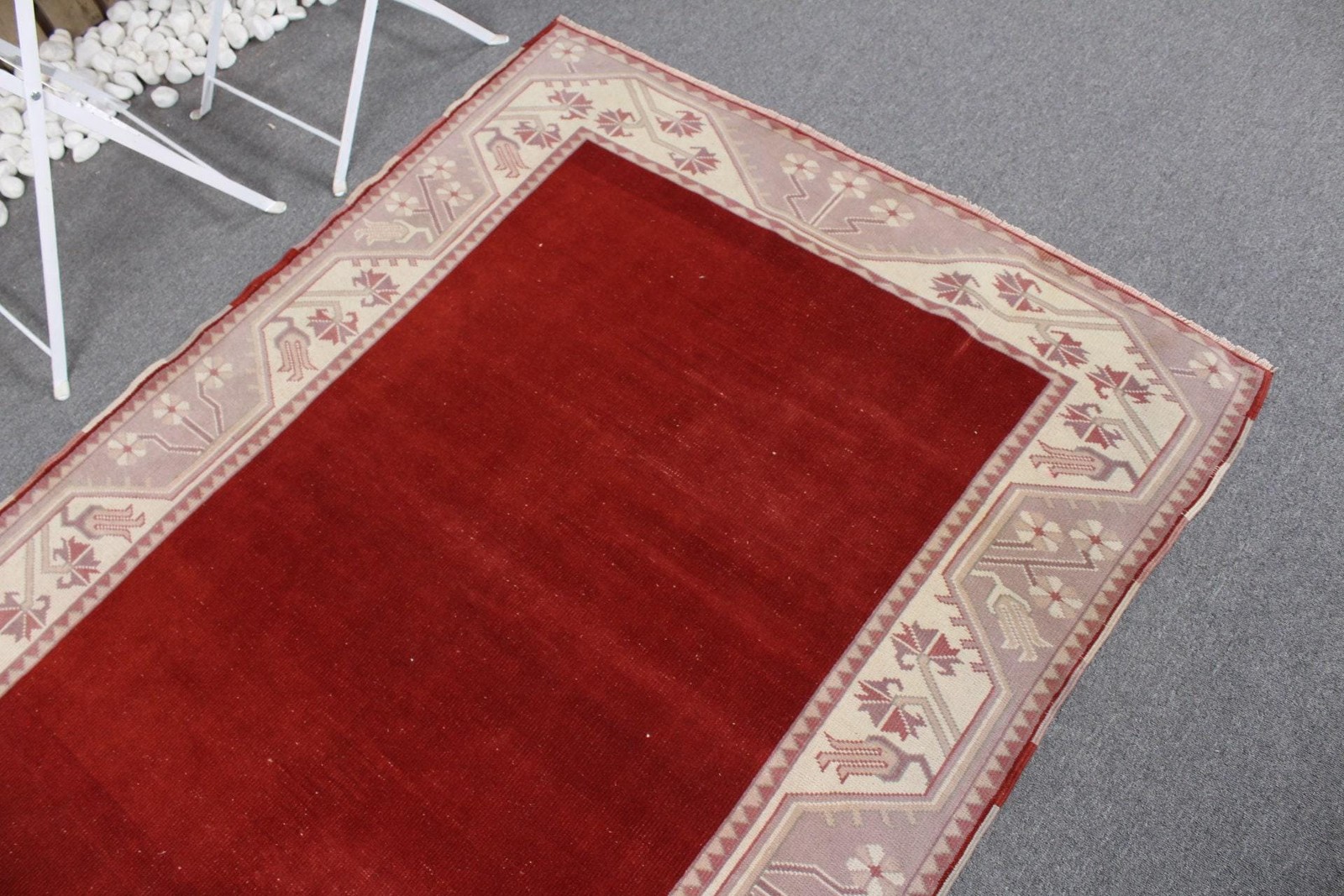 4,2×6,2 ft Vintage Turkish Rug, Area Rug, Red Purple Camouflage Wool Rug