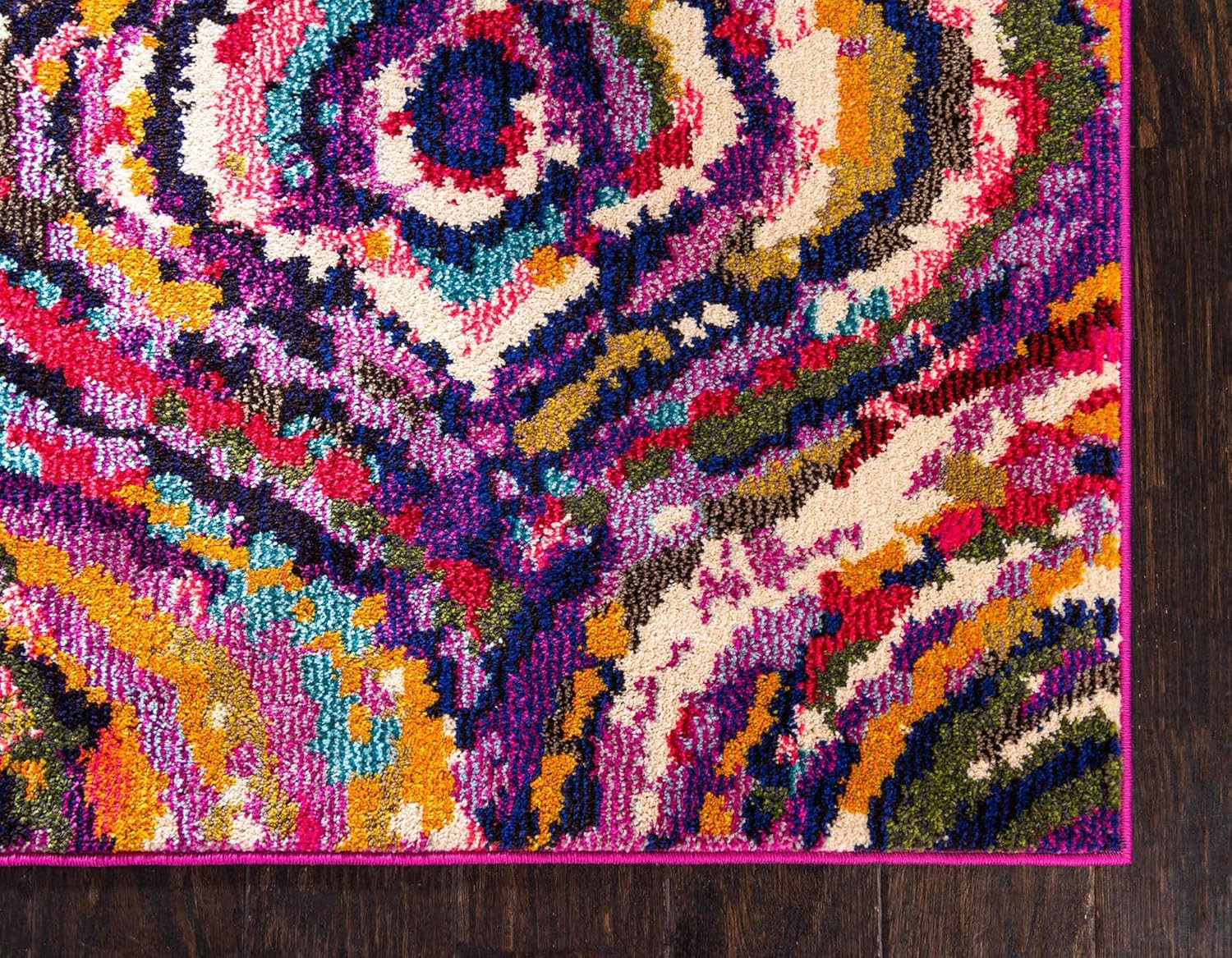 Vibrant Estrella Abstract Geometric Area Rug – 3’3″ x 5’3″ Multi/Pink