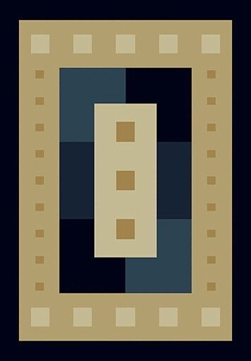 blue BEIGE contemporary GEOMETRIC 2×8 modern AREA rug : Approx 1′ 11″ x 7′ 4″
