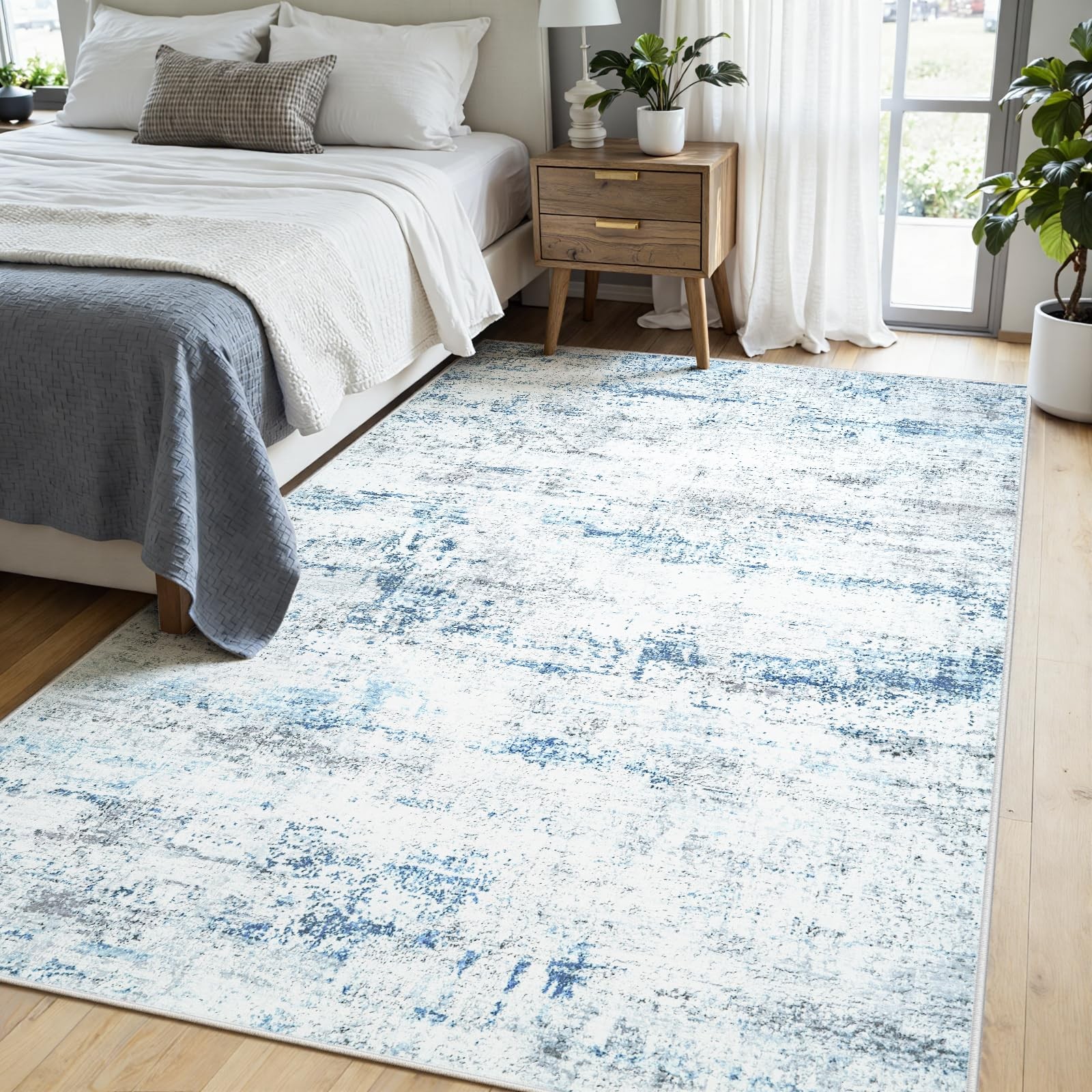 Area Rug Living Room Rugs: 5×7 Large Soft Indoor Carpet Modern Abstract Rug w…