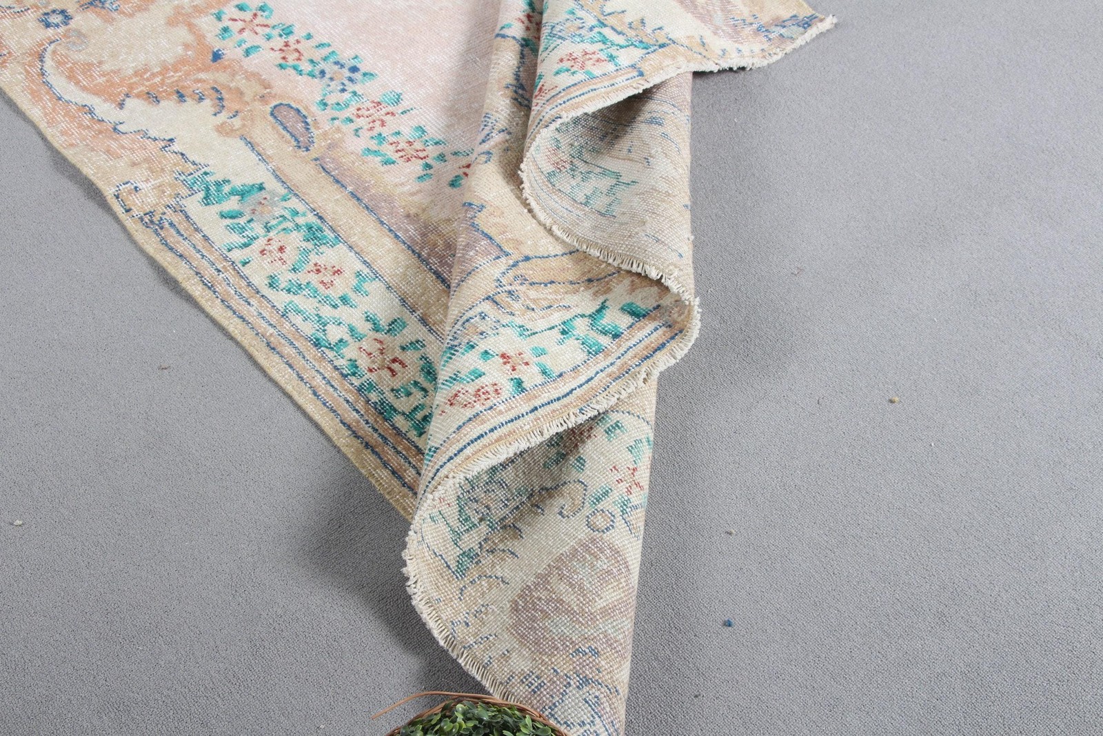5,4×8,8 ft Rug, Large Vintage Rug, Beige Camouflage Rug