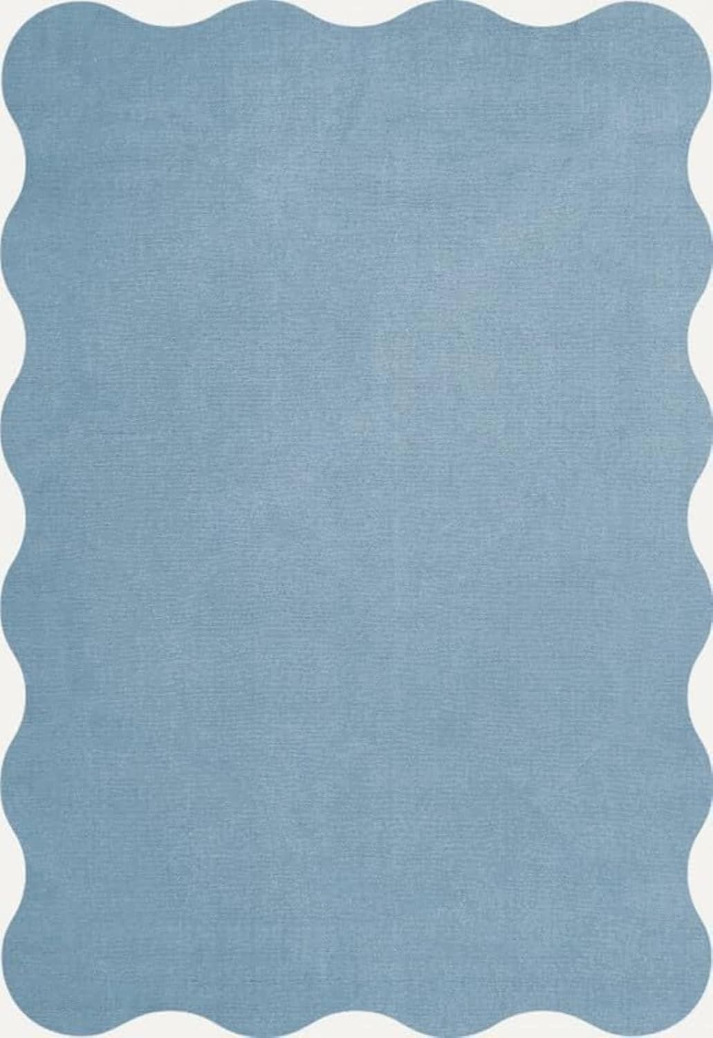 Modern Hand Tufted Irregular Shape Rug -Dusty Blue Minimalist Wool Rug – Organic